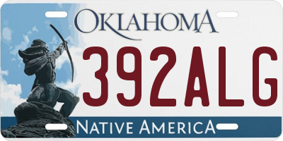 OK license plate 392ALG