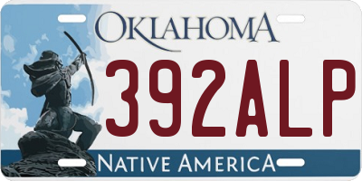 OK license plate 392ALP