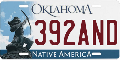 OK license plate 392AND
