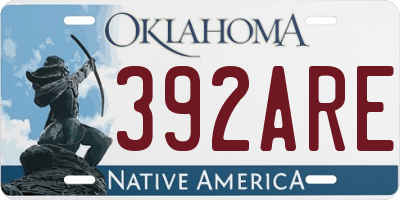 OK license plate 392ARE