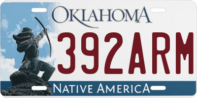 OK license plate 392ARM