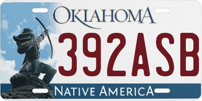 OK license plate 392ASB