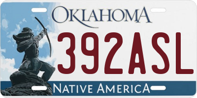 OK license plate 392ASL
