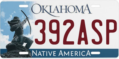 OK license plate 392ASP