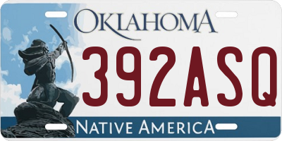 OK license plate 392ASQ