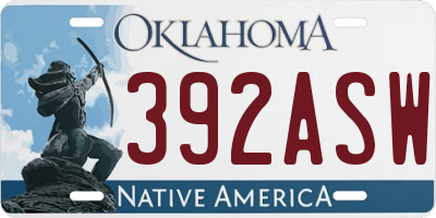 OK license plate 392ASW