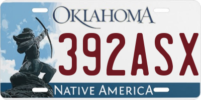 OK license plate 392ASX