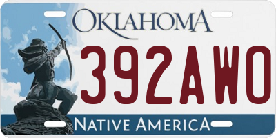 OK license plate 392AWO