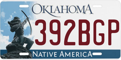 OK license plate 392BGP