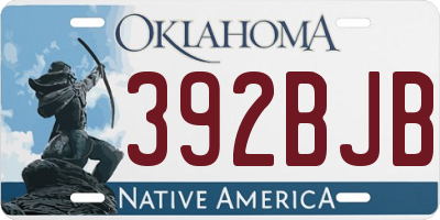 OK license plate 392BJB