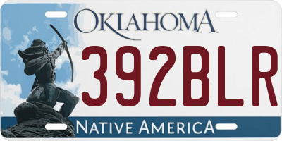 OK license plate 392BLR