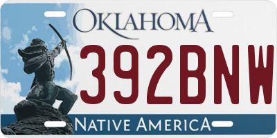 OK license plate 392BNW