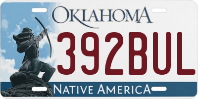 OK license plate 392BUL