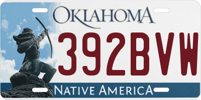 OK license plate 392BVW