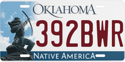 OK license plate 392BWR