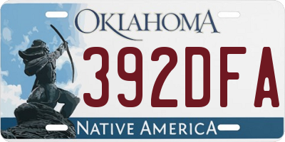 OK license plate 392DFA
