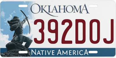 OK license plate 392DOJ