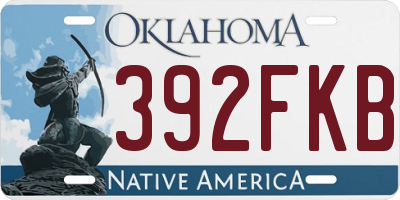 OK license plate 392FKB
