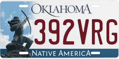 OK license plate 392VRG