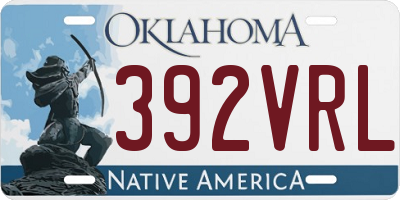 OK license plate 392VRL