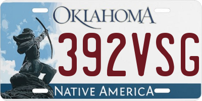 OK license plate 392VSG