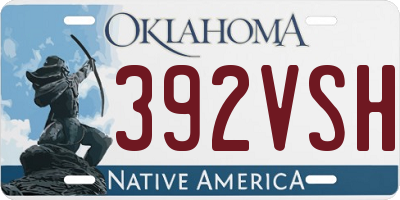 OK license plate 392VSH