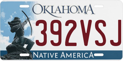 OK license plate 392VSJ