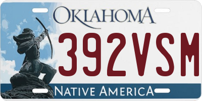 OK license plate 392VSM