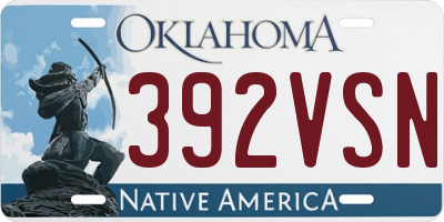 OK license plate 392VSN
