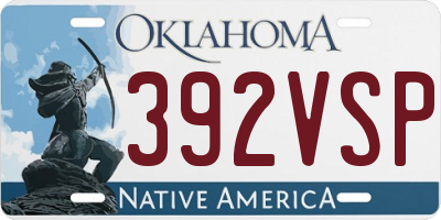 OK license plate 392VSP