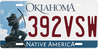 OK license plate 392VSW