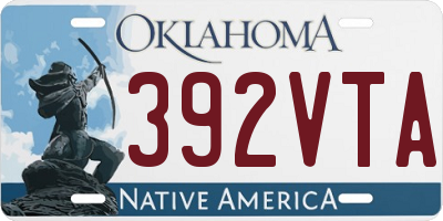 OK license plate 392VTA