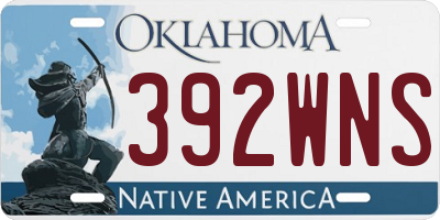OK license plate 392WNS
