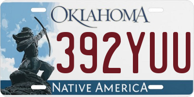 OK license plate 392YUU