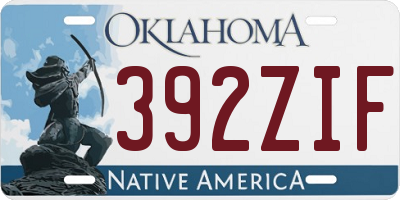 OK license plate 392ZIF
