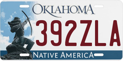 OK license plate 392ZLA