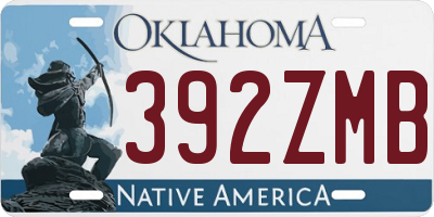 OK license plate 392ZMB