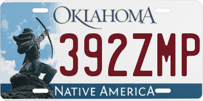 OK license plate 392ZMP