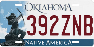 OK license plate 392ZNB