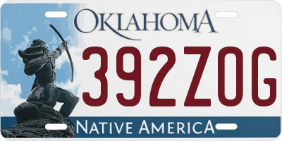 OK license plate 392ZOG