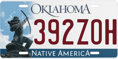 OK license plate 392ZOH