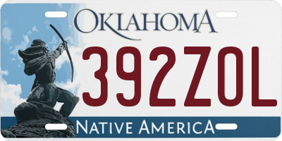 OK license plate 392ZOL