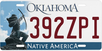 OK license plate 392ZPI