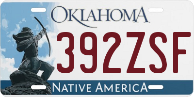 OK license plate 392ZSF