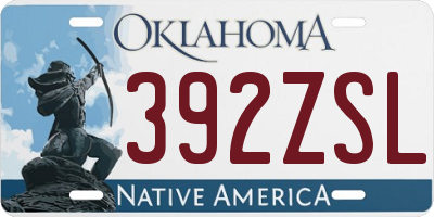 OK license plate 392ZSL