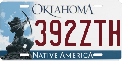 OK license plate 392ZTH