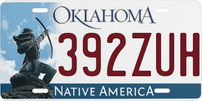 OK license plate 392ZUH