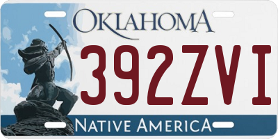 OK license plate 392ZVI