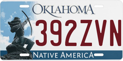 OK license plate 392ZVN