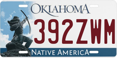 OK license plate 392ZWM
